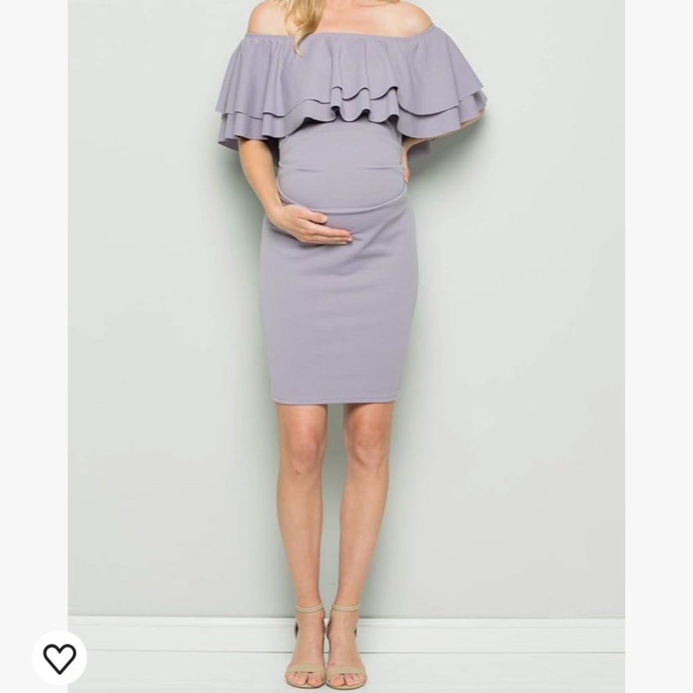 My Bump Lavender Off Shoulder Dress Maternity - Picture 6 of 7